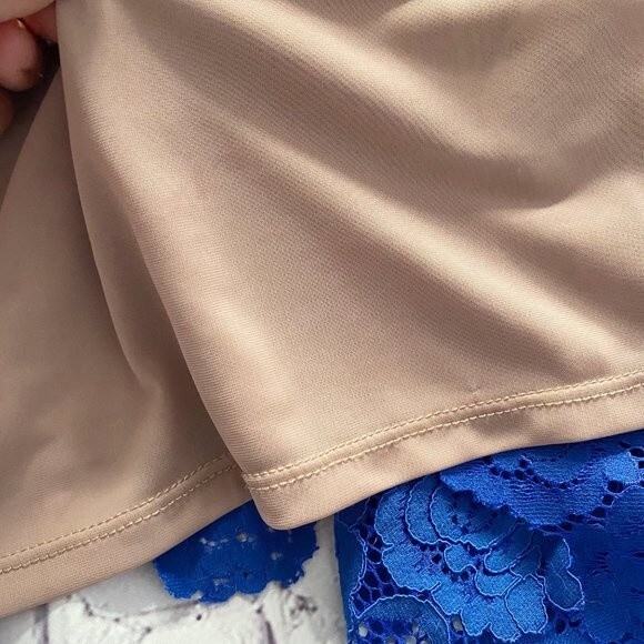 Anthropologie Tracy Reese Cerulean Sky Cobalt Blue Lace Asymmetrical Midi Dress - Picture 10 of 11